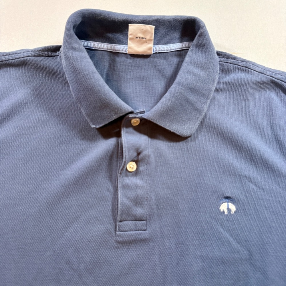 Brooks Brothers Polo Shirt Mens XL Blue Slim Fit Cotton Pique Short Sleeve Logo